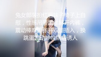 兔女郎装扮红唇妹子椅子上自慰，性感吊带黑丝解开内裤，震动棒摩擦张开双腿插入，换跳蛋震动呻吟娇喘诱人